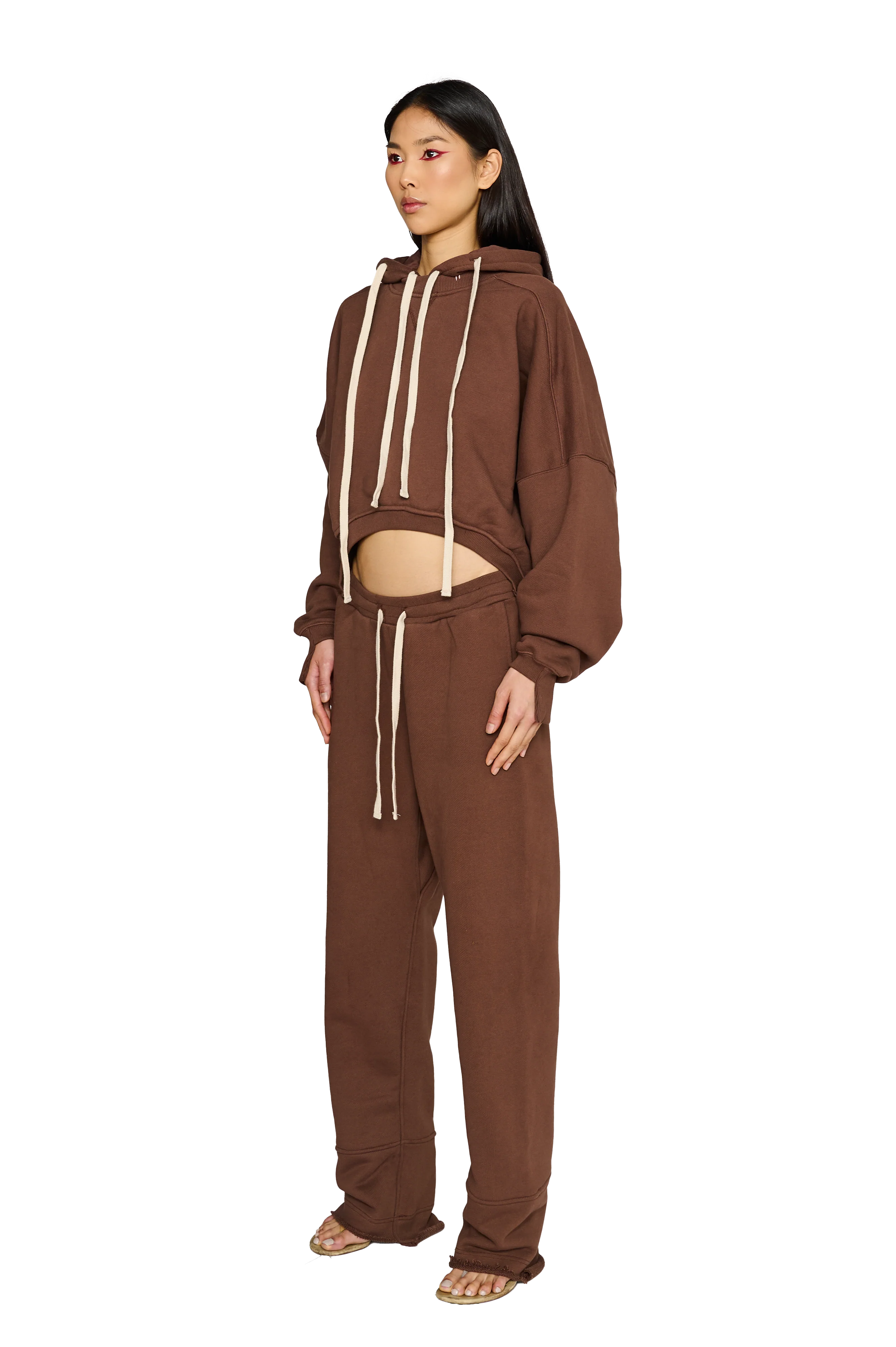 Asymmetric, Drop Crotch Tracksuit Bottoms - Teddy - Image 2