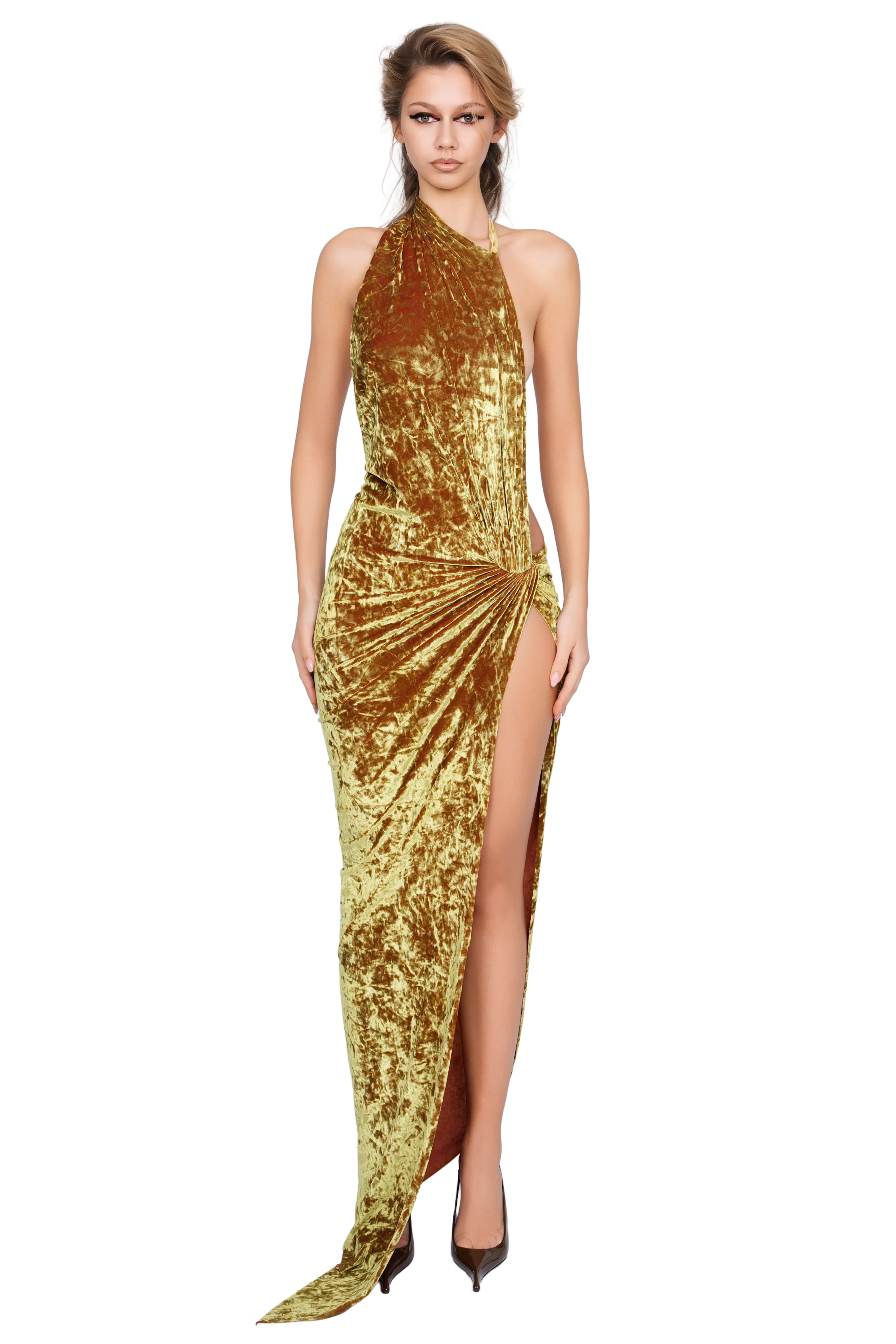 Corvaro High Split Maxi Dress - Honey Lime