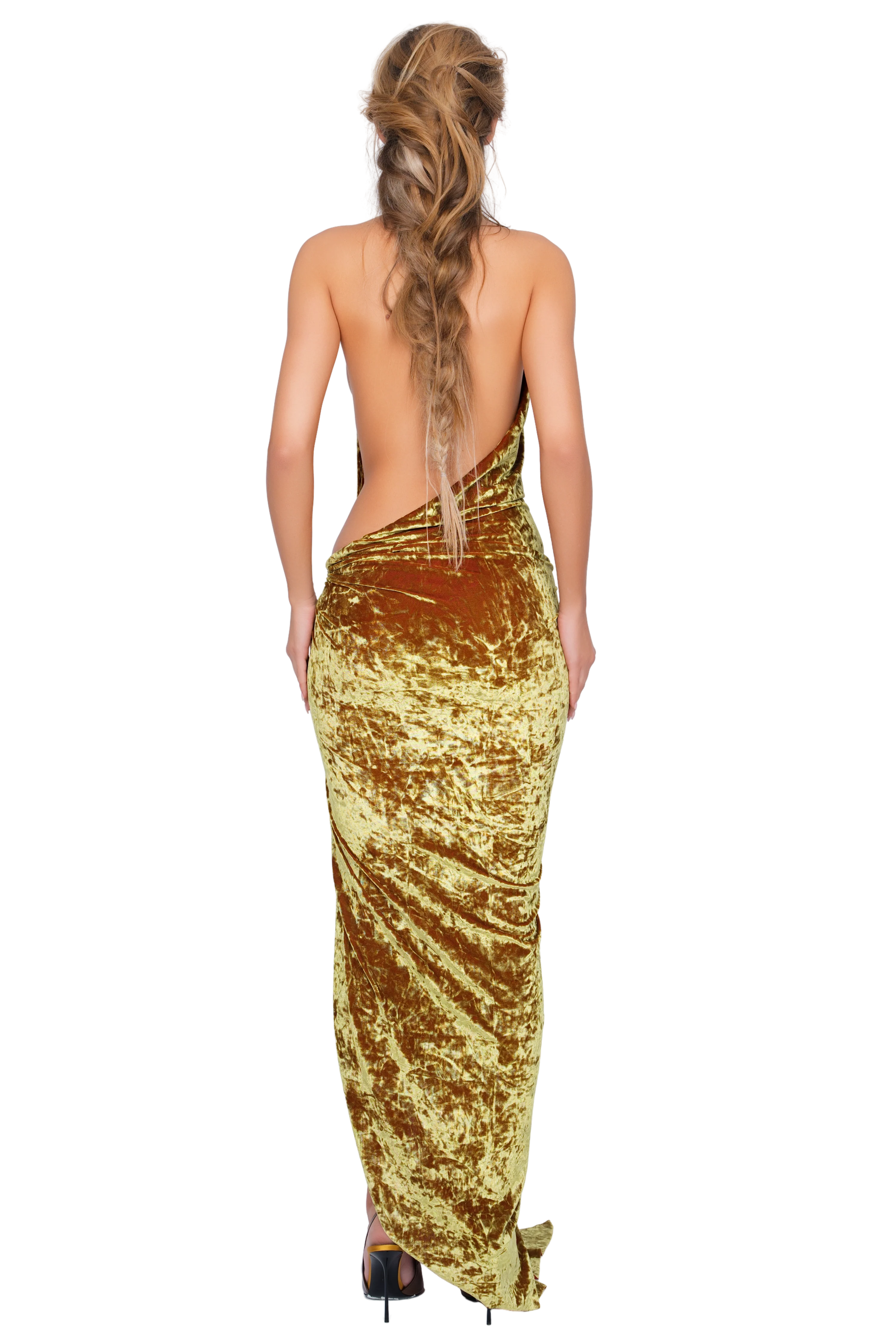 Corvaro High Split Maxi Dress - Honey Lime - Image 3