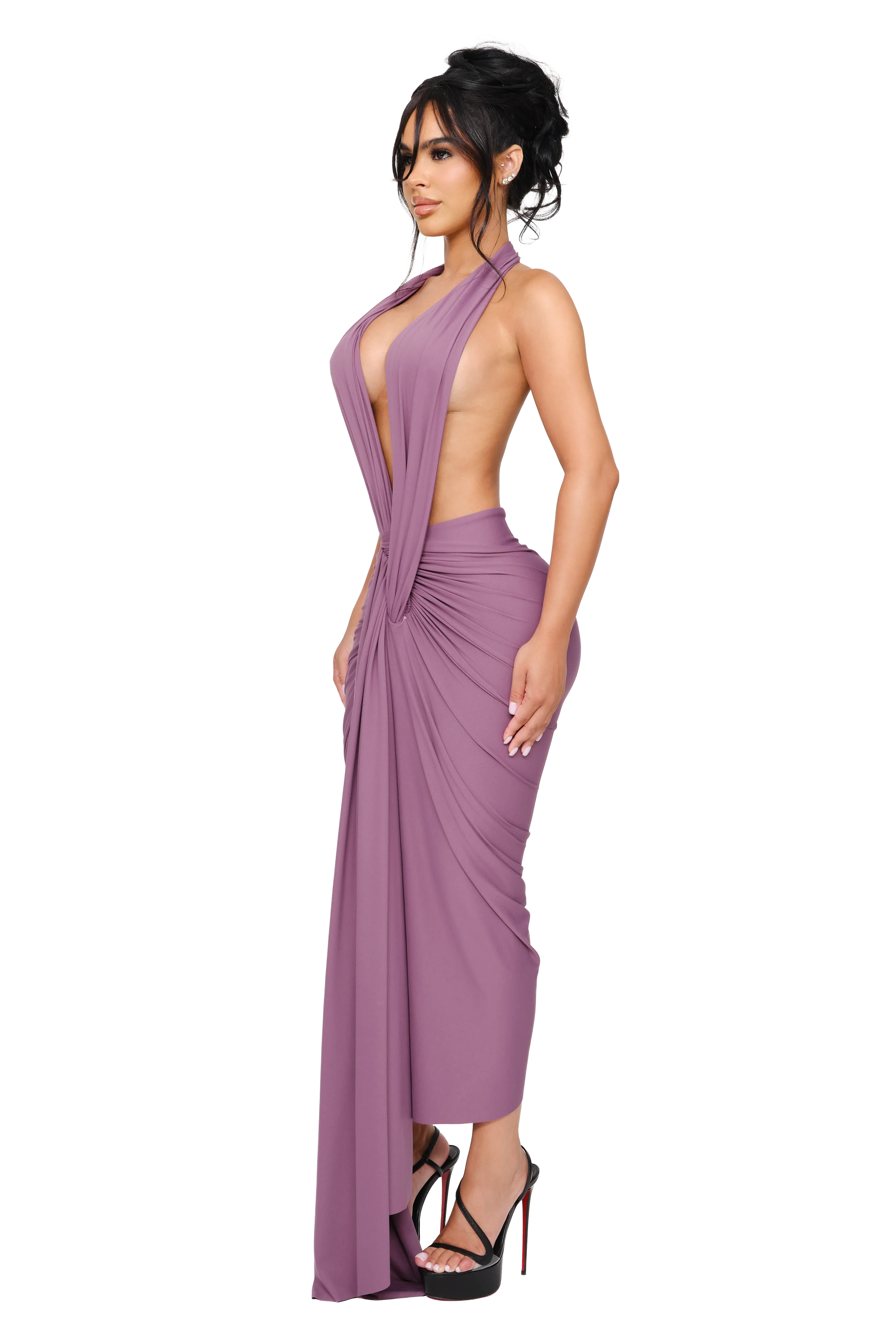 Dionè Halter Midi Dress - Wilted Plum - Image 2