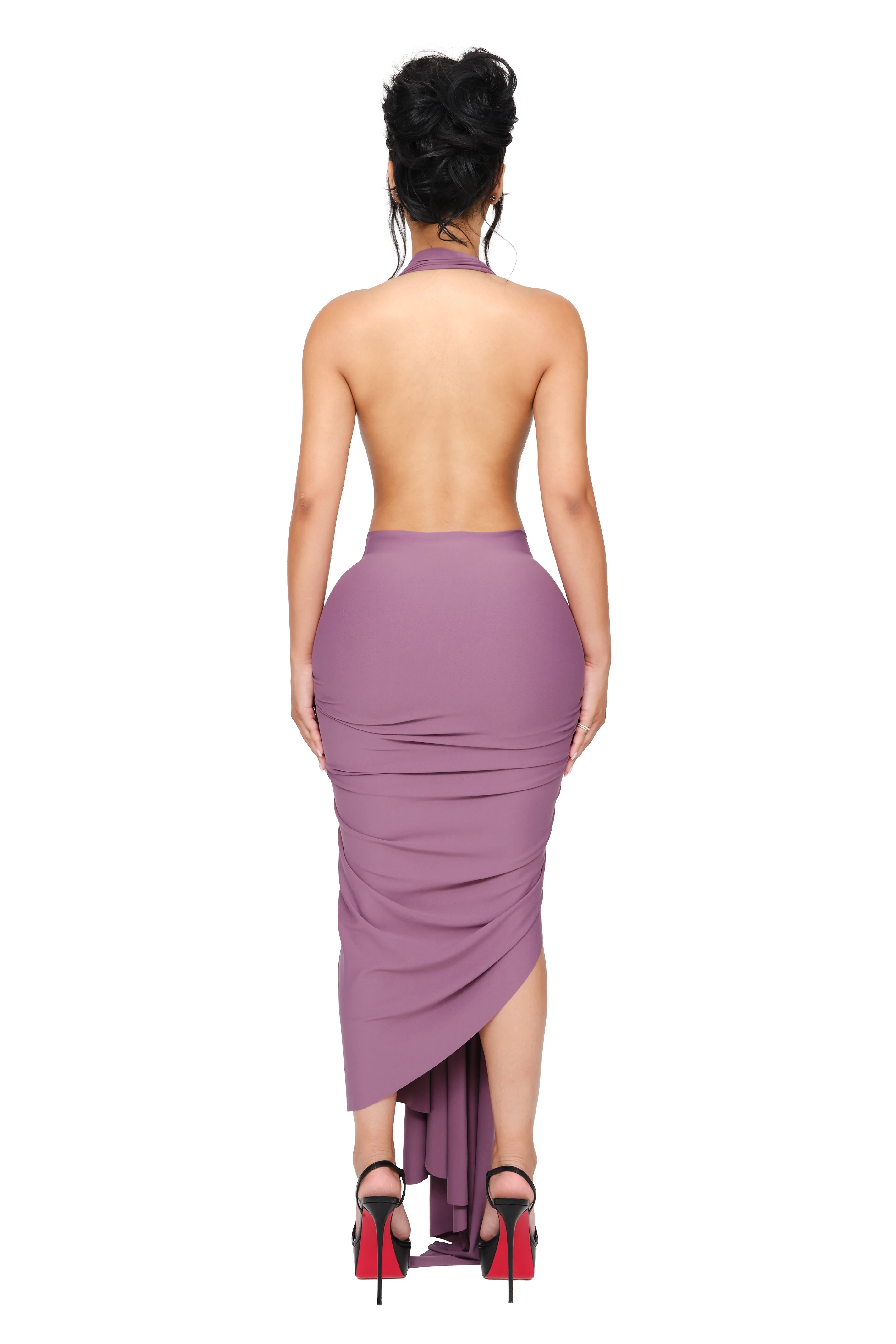 Dionè Halter Midi Dress - Wilted Plum - Image 3