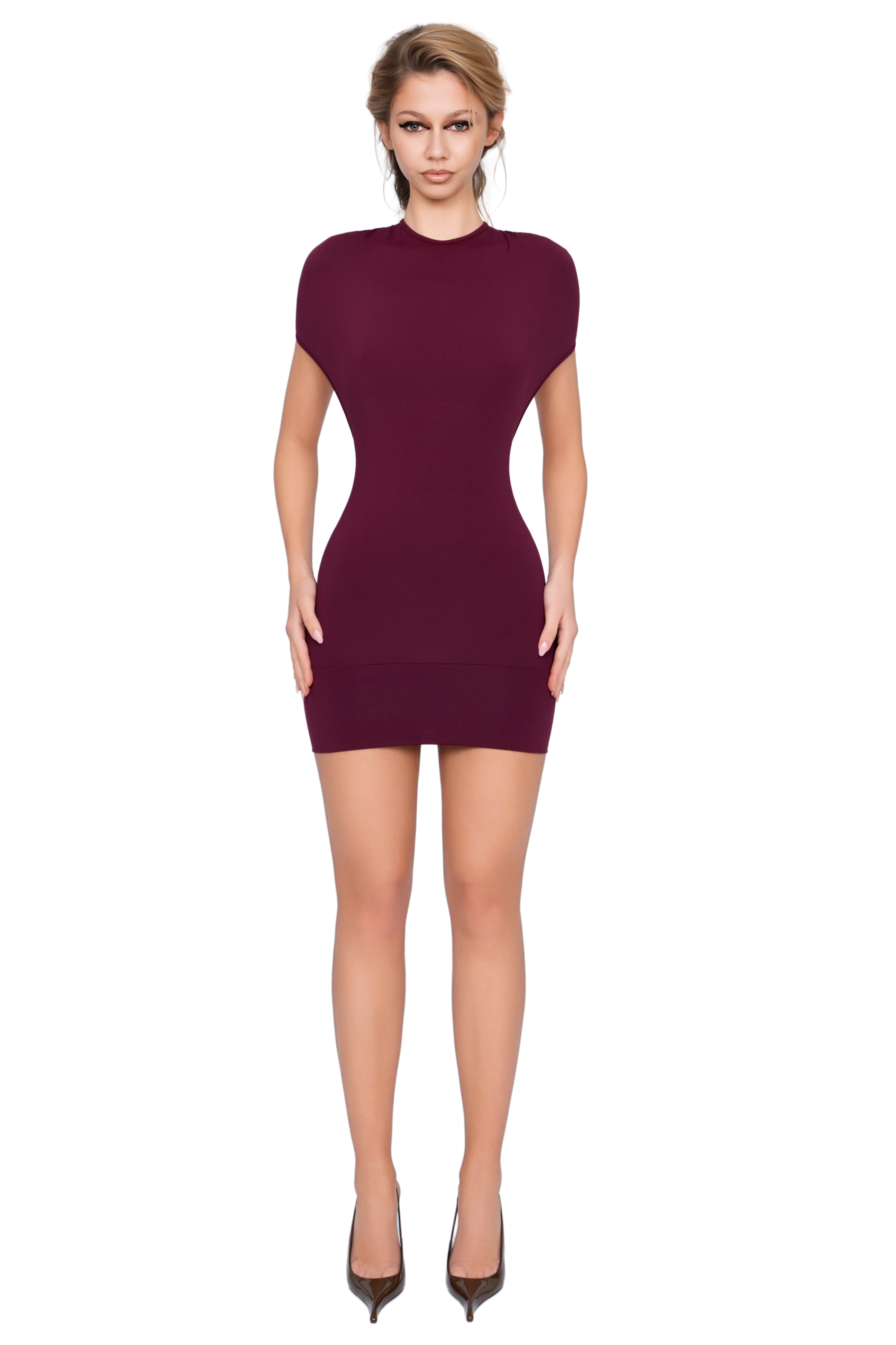 Dola Ruched Mini Dress - Deep Berry