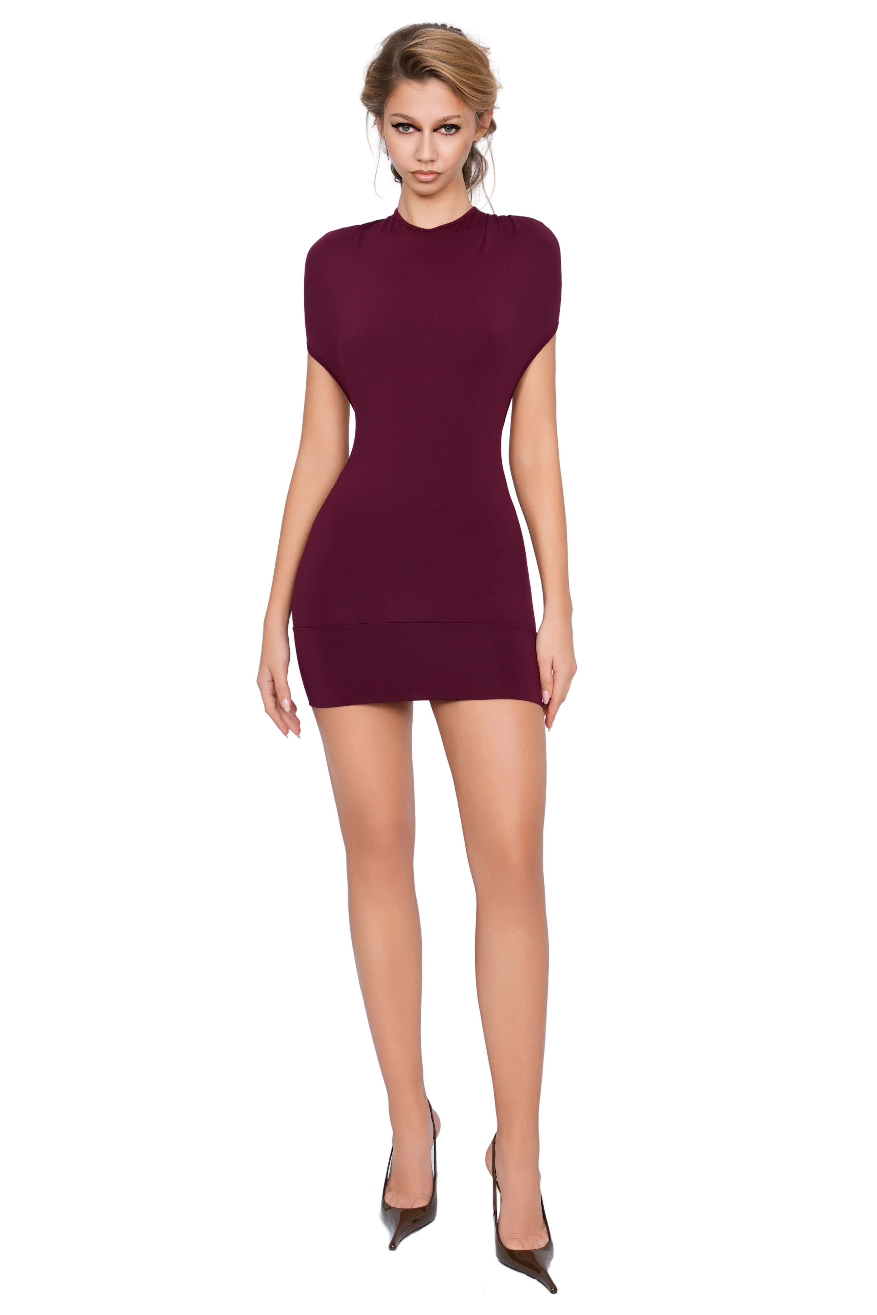 Dola Ruched Mini Dress - Deep Berry - Image 4