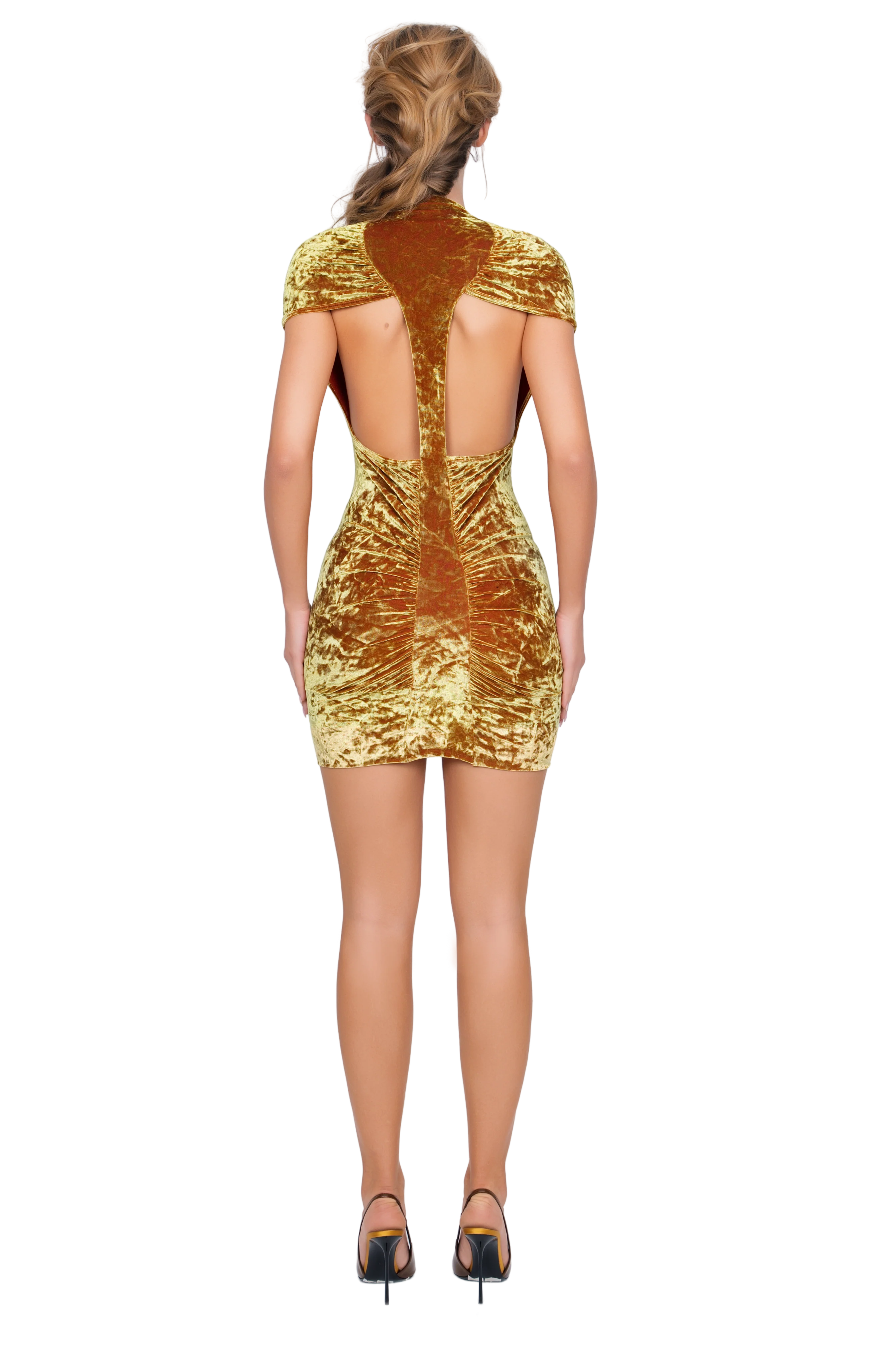 Dola Ruched Mini Dress - Honey Lime - Image 3