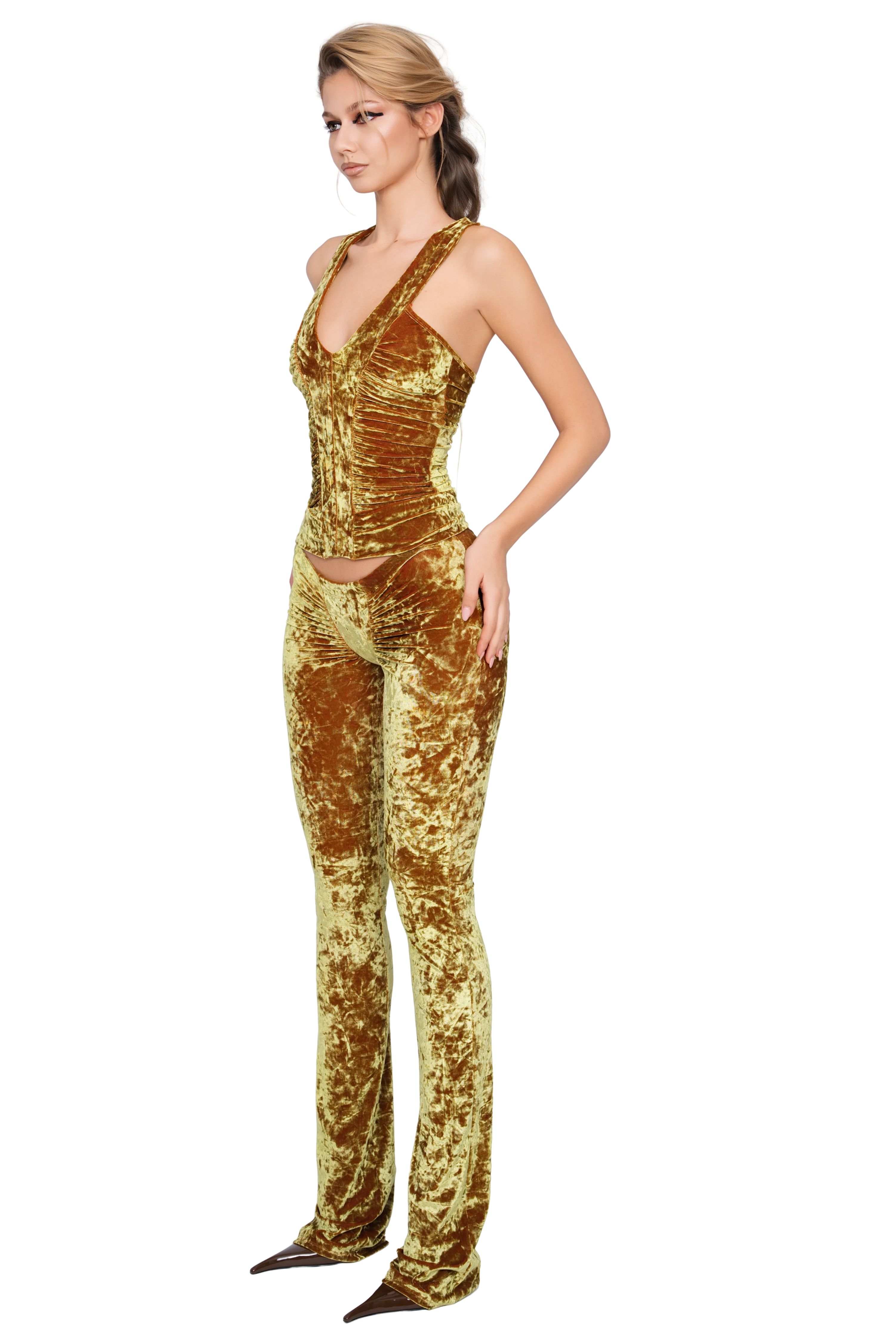 Duran Ruched Top - Honey Lime - Image 2