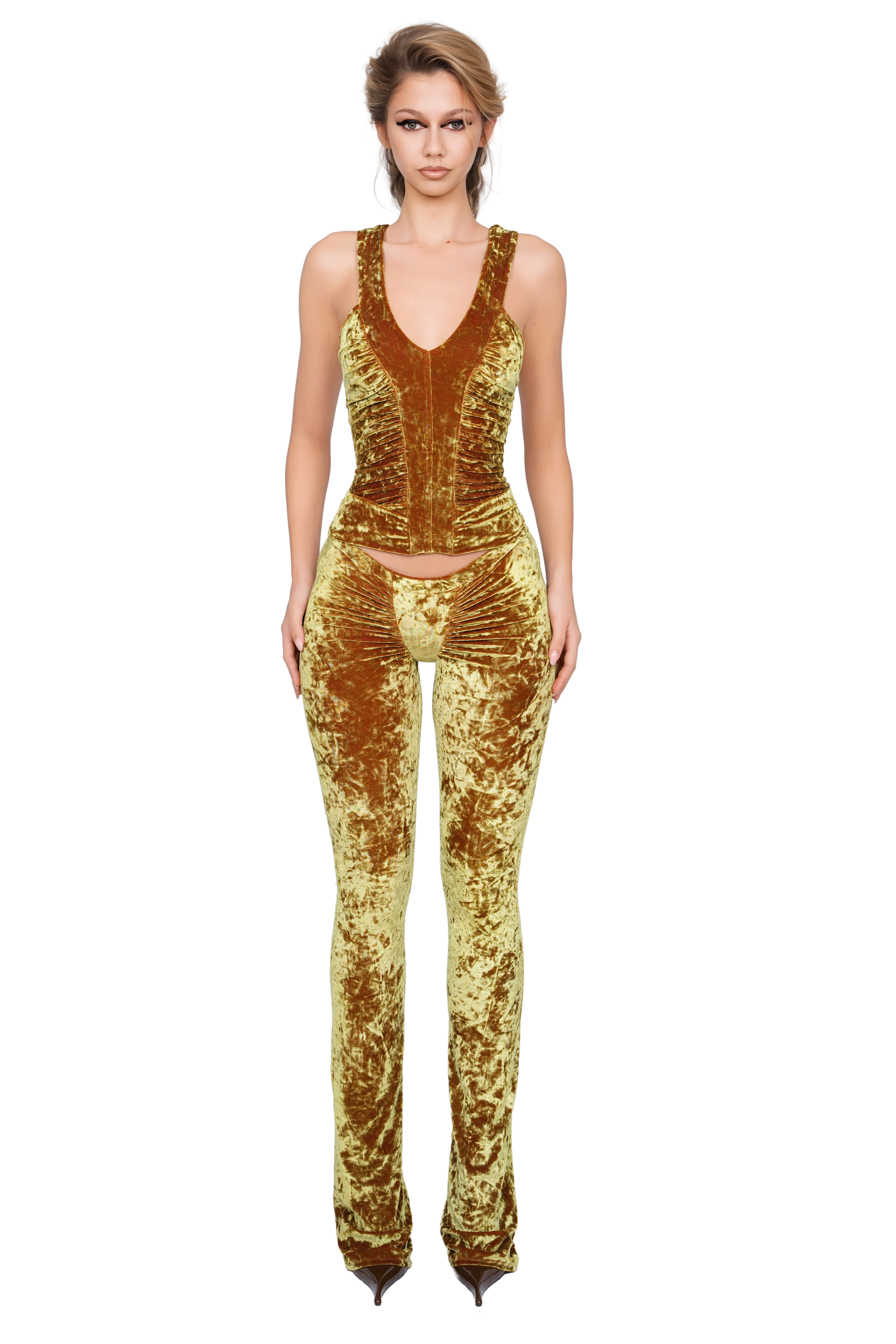 Duran Ruched Trouser - Honey Lime