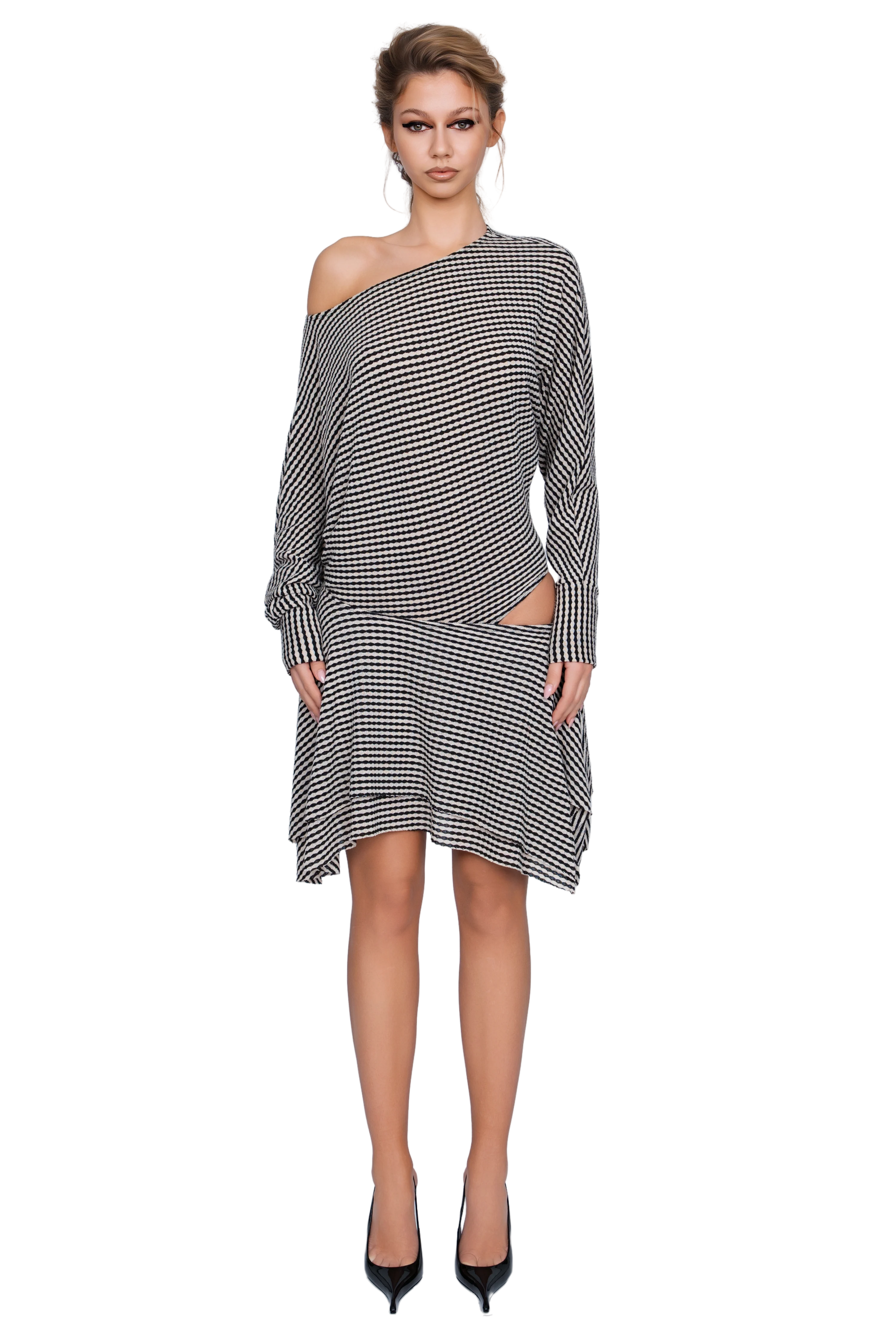Falzarego Skater Dress - Ribbed Noir