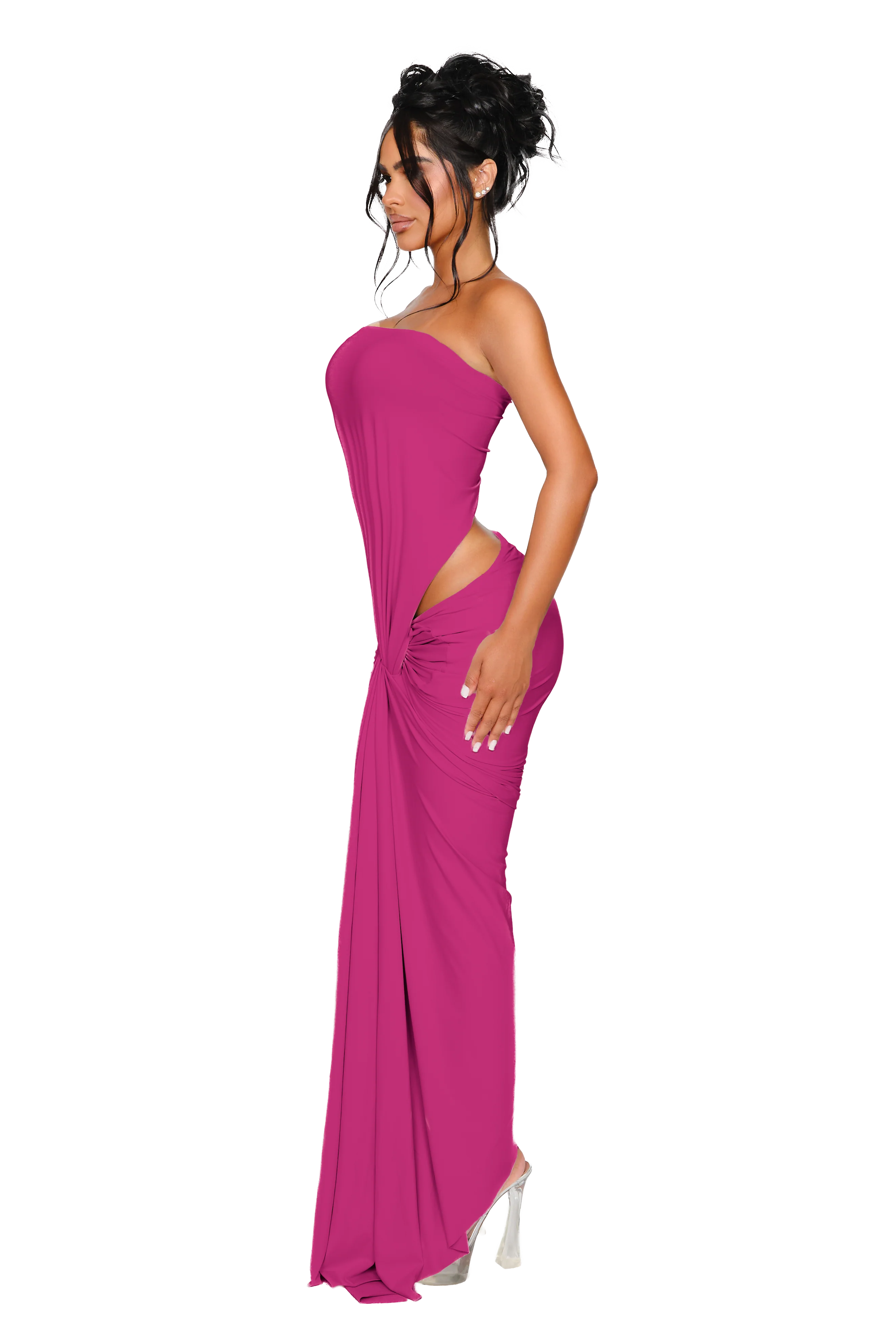 Kali Knot Dress - Electric Pink - Image 2