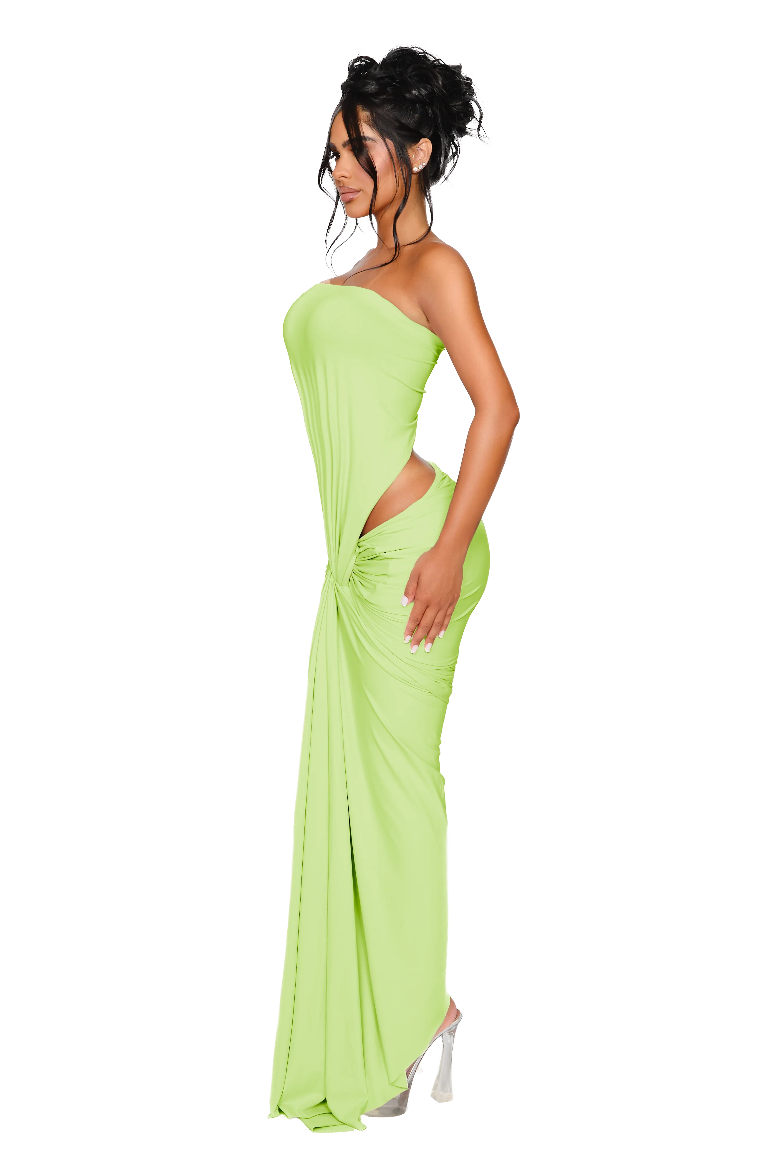 Kali Knot Dress - Soft Lime - Image 2
