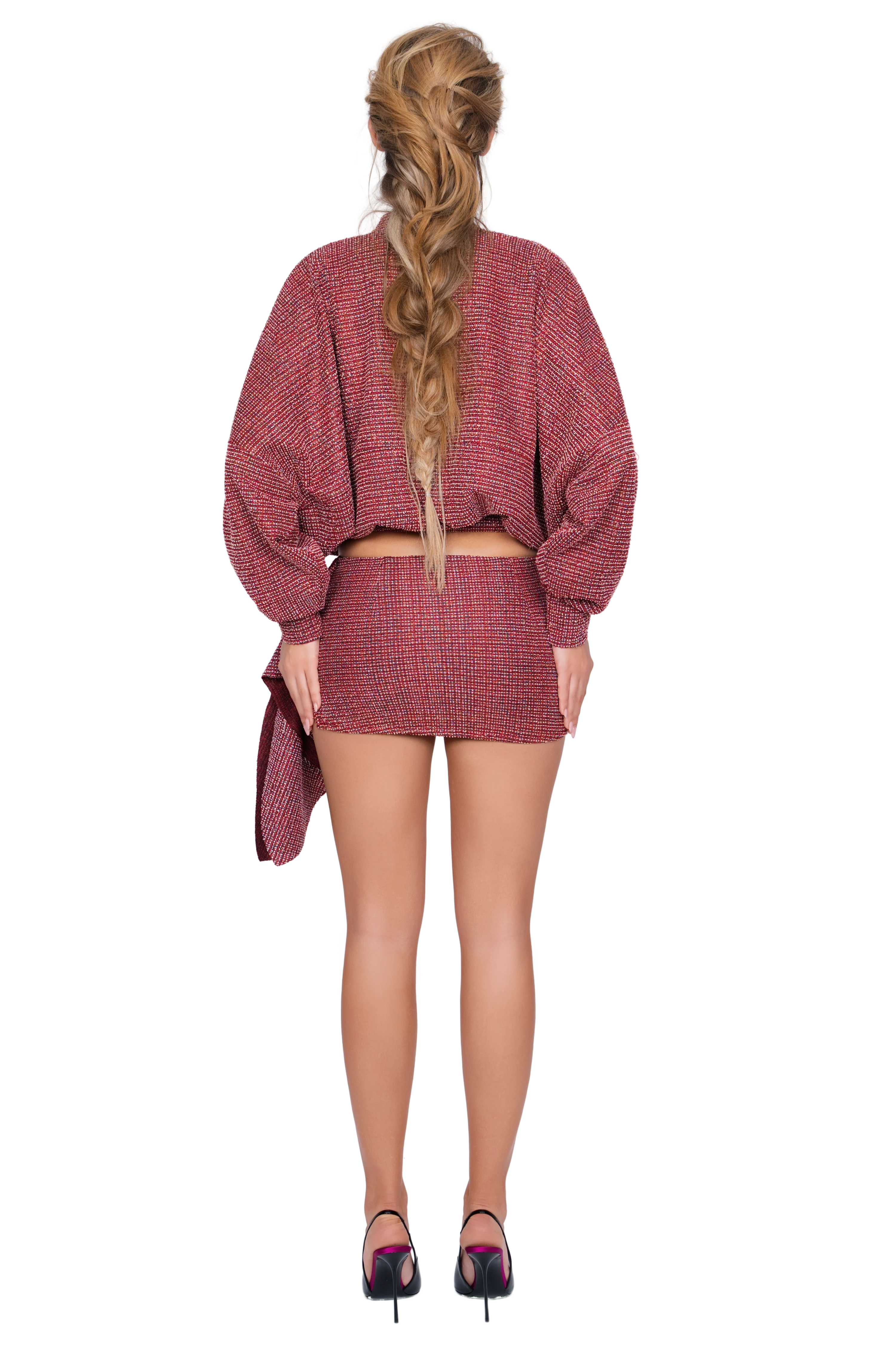 Merano Tweed Bomber - Flecked Rouge - Image 3