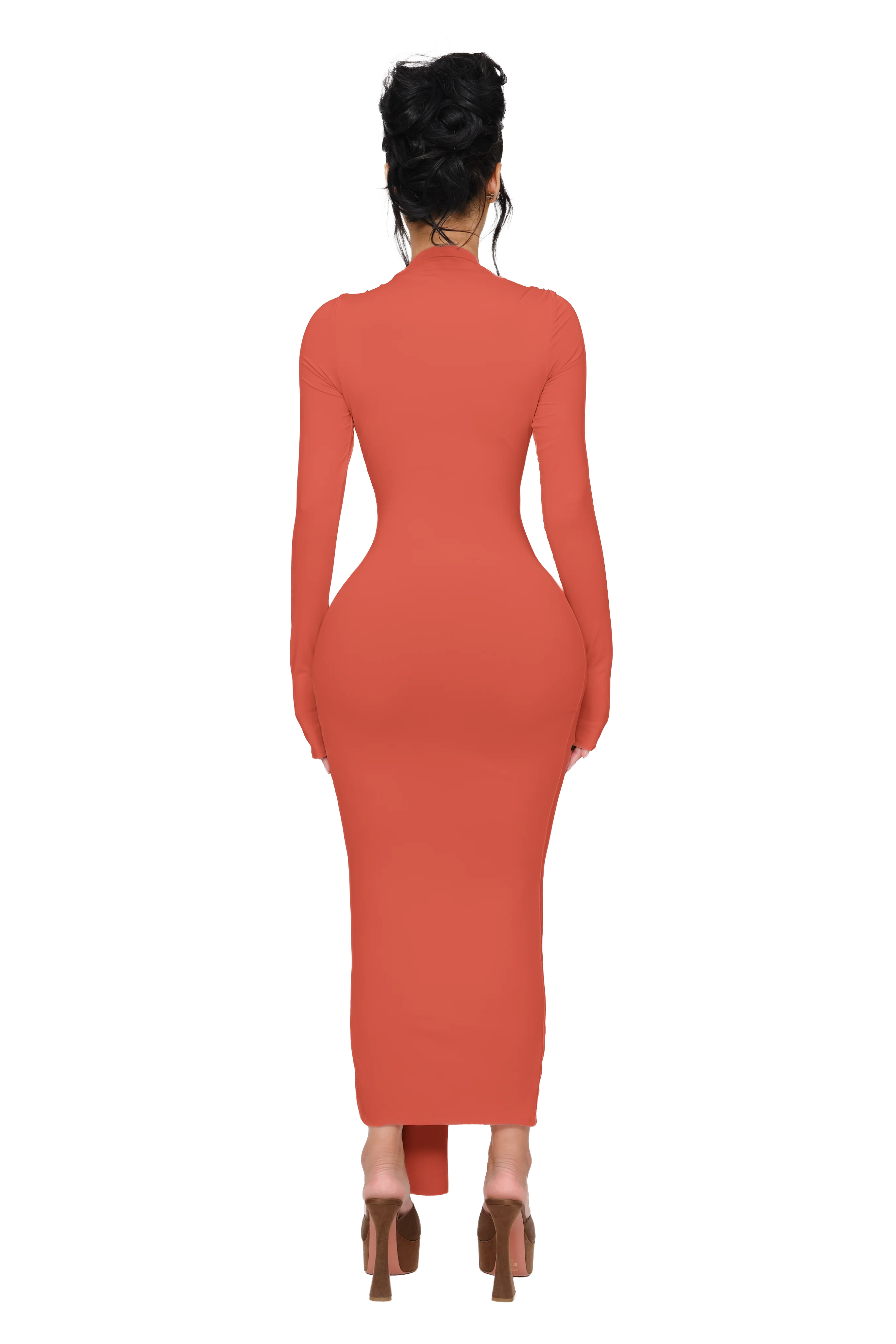 Noxra Deep Plunge Dress - Terracotta Glow - Image 3