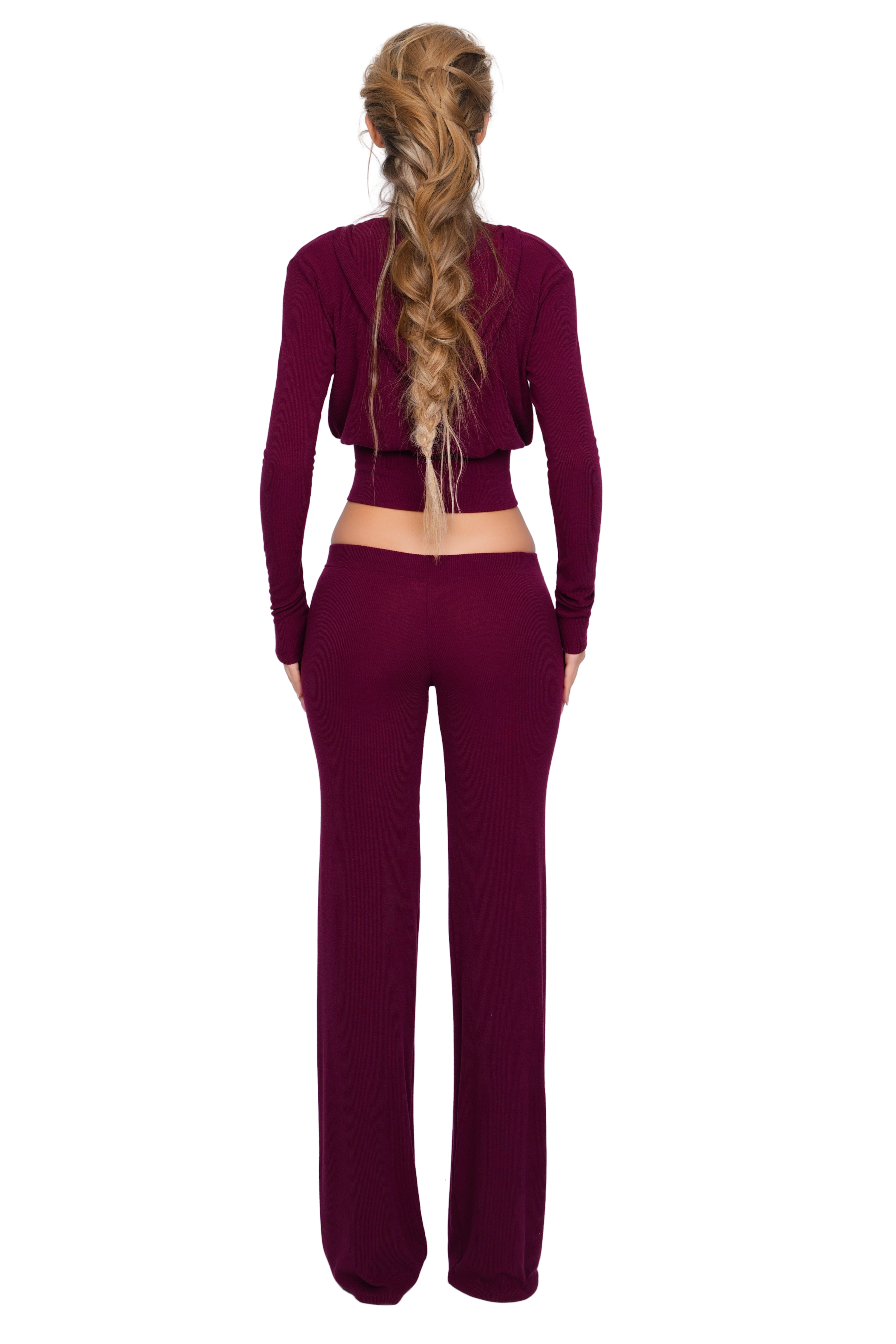 Pordena Ribbed Trouser - Merlot Rib - Image 3