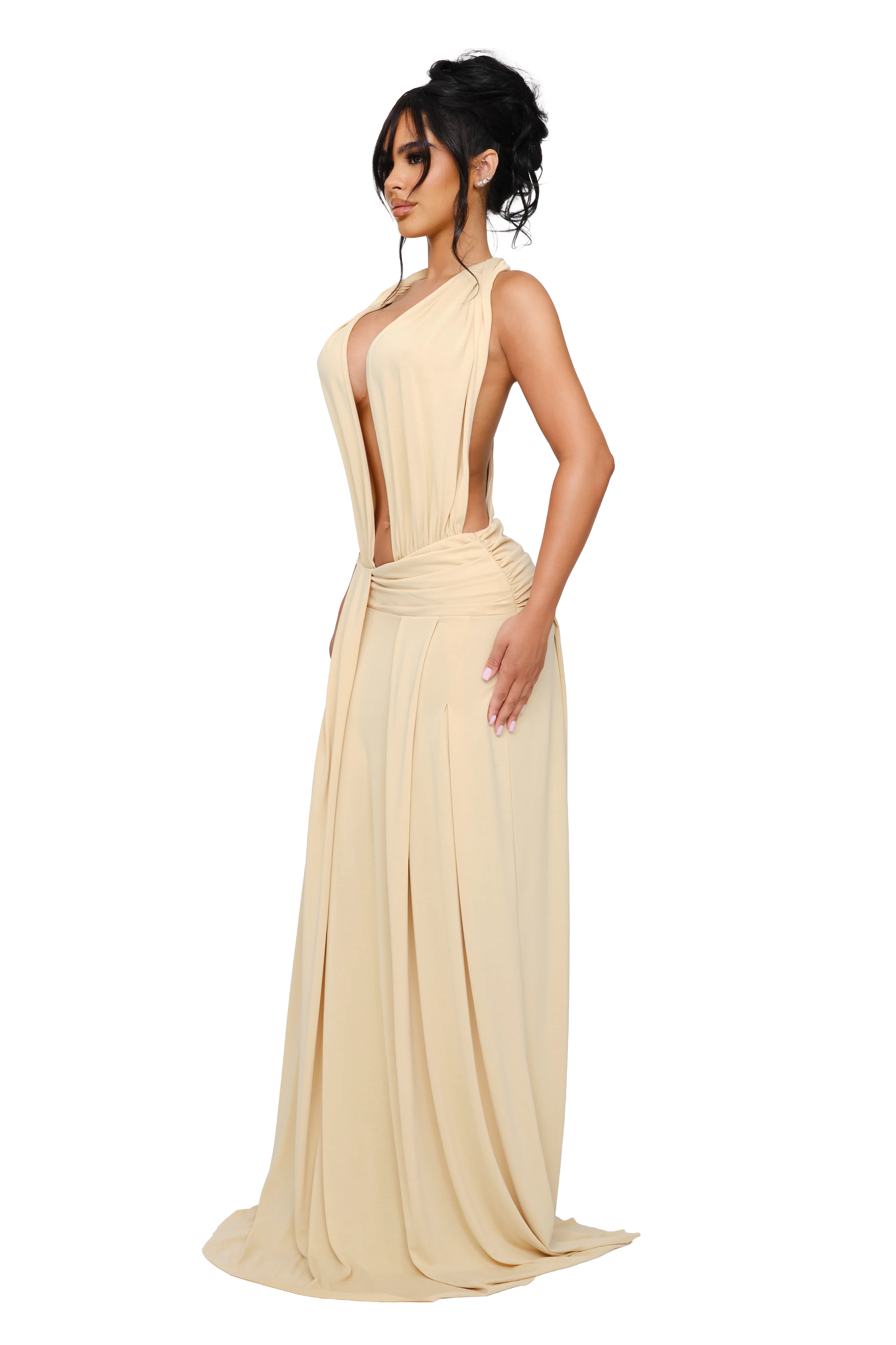 Solene Draped Maxi Dress - Pear Flesh - Image 2