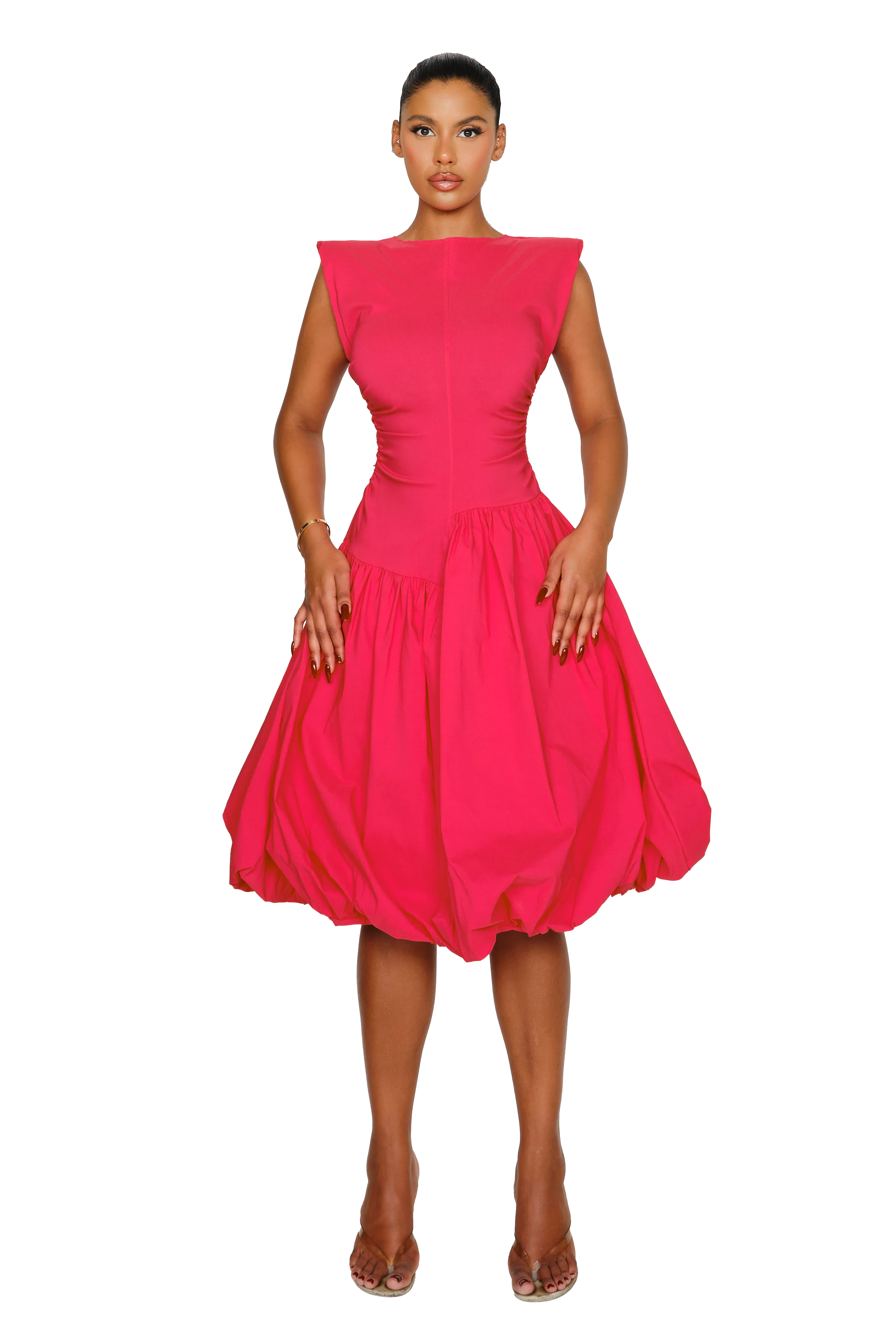 Takla Midi Dress - Hot Hibiscus
