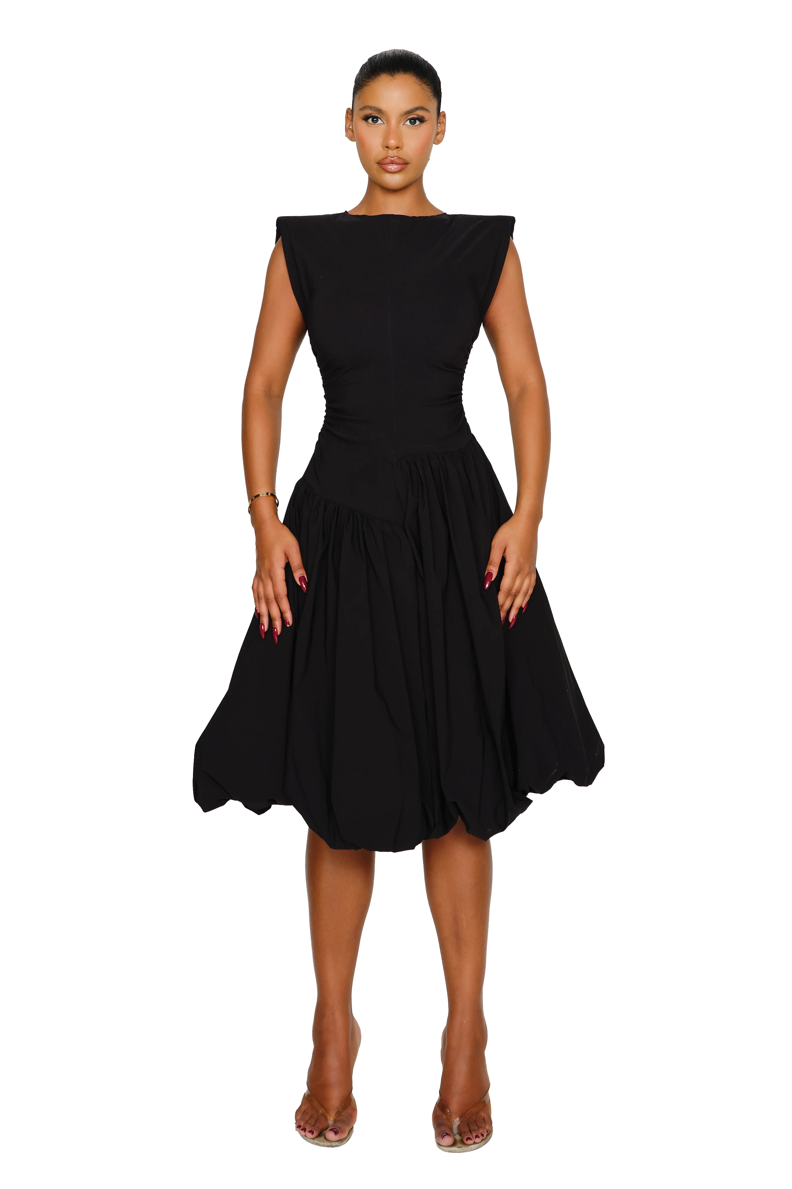 Takla Midi Dress - Satin Black