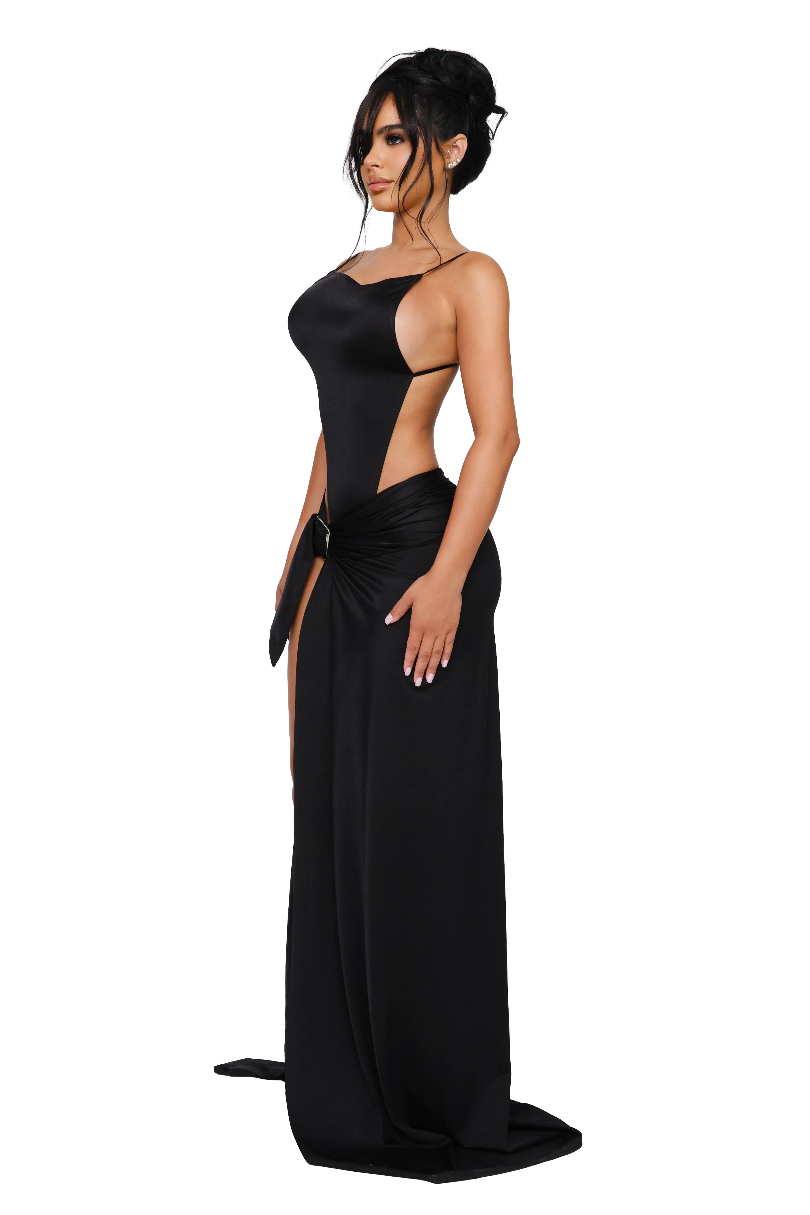 Thessia Cut-Out Maxi Dress - Black Echo - Image 2