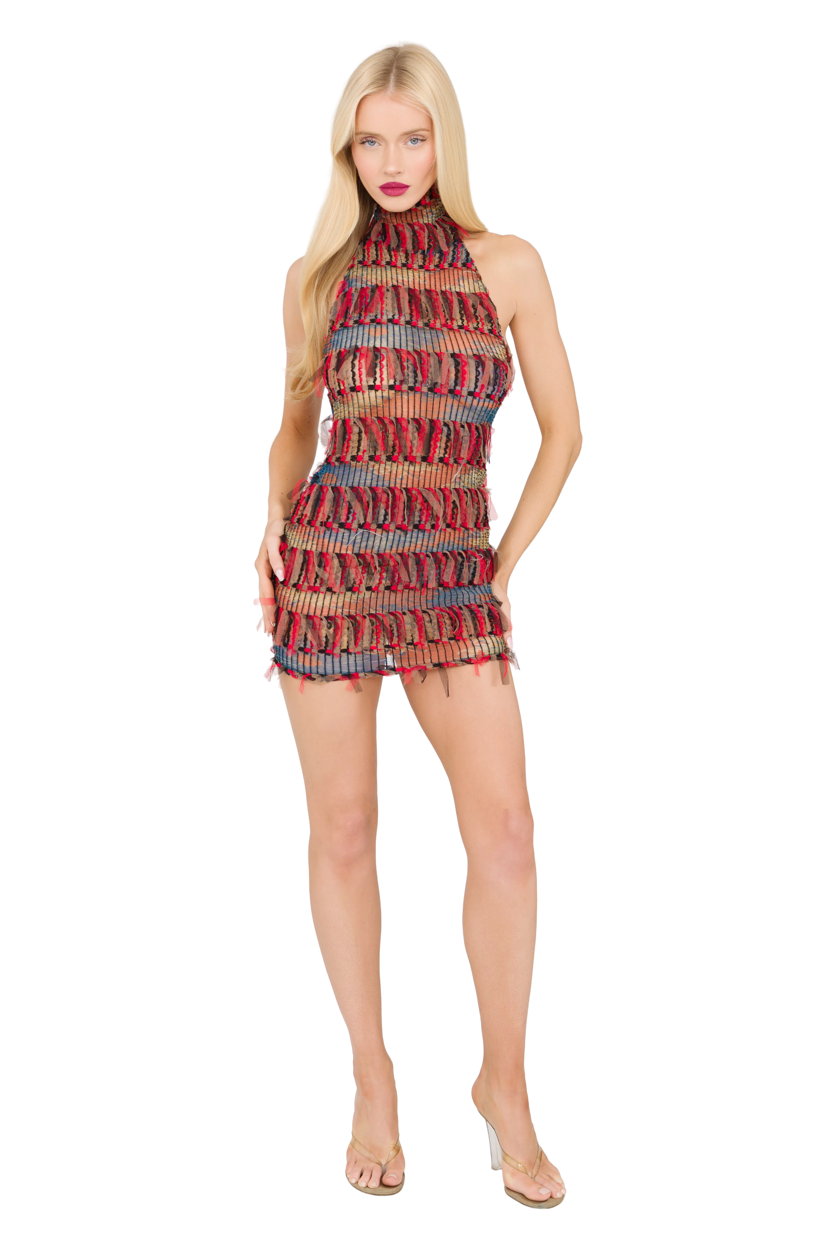 Zena High Neck Mini Dress - Red Tape - Image 4